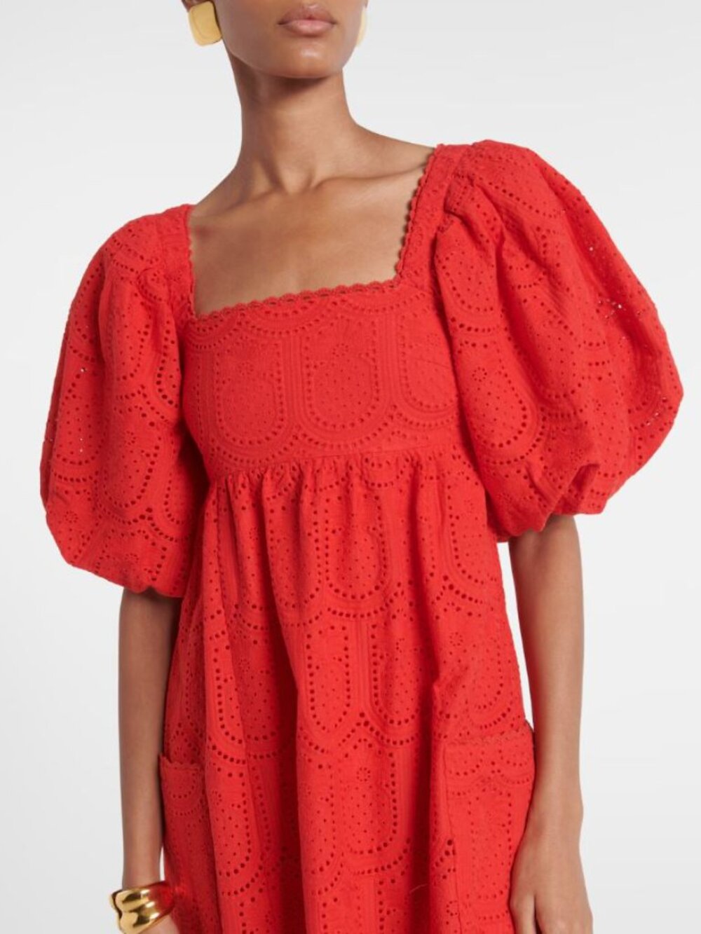 Amazing FARM Rio Red Pineapple Eyelet Maxi Dress in sz XS NWT - Picture 4 of 11